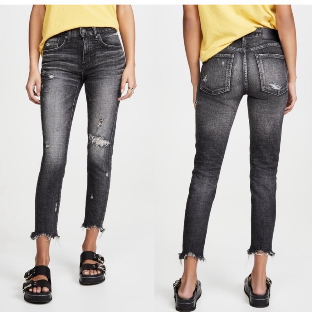 Moussy Vintage MV Glendele Distressed Skinny Jeans black size 27